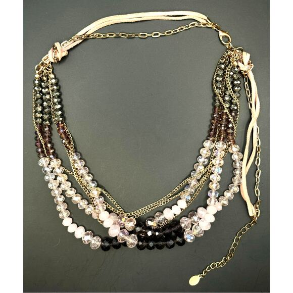 Ali Khan New York Pink, Purple and Grey Crystal Beaded Necklace - Picture 2 of 10